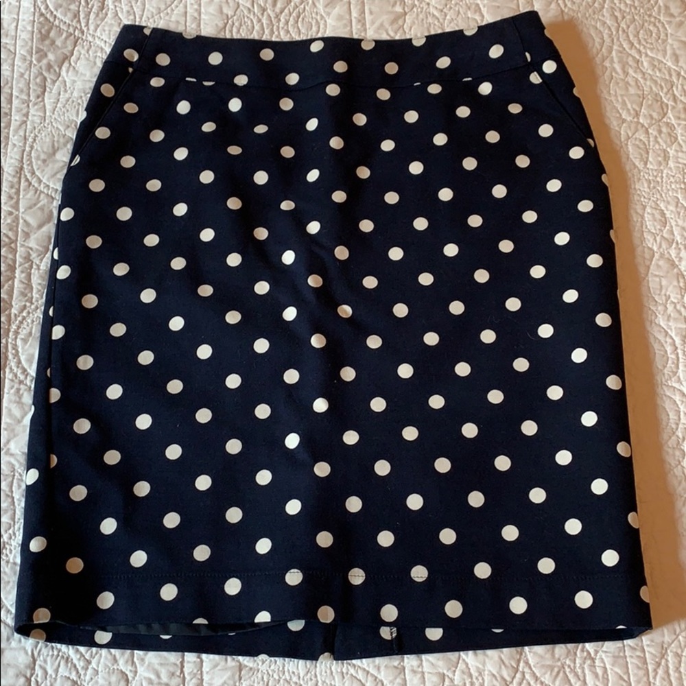 Navy polka dot skirt